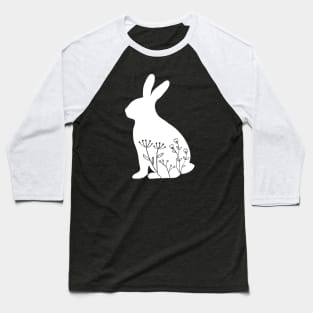 Bunny flower, easter white floral bunny silhouette design Baseball T-Shirt